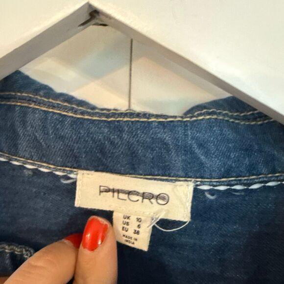 Anthropologie Pilcro NWT denim puff sleeve aline dress size 6/xs - Picture 7 of 16